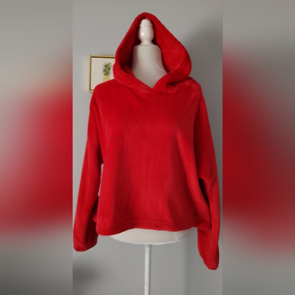 Hoodie Women Pie in The sky   Color Red Fleece Size Medium  Long Sleeves Warm